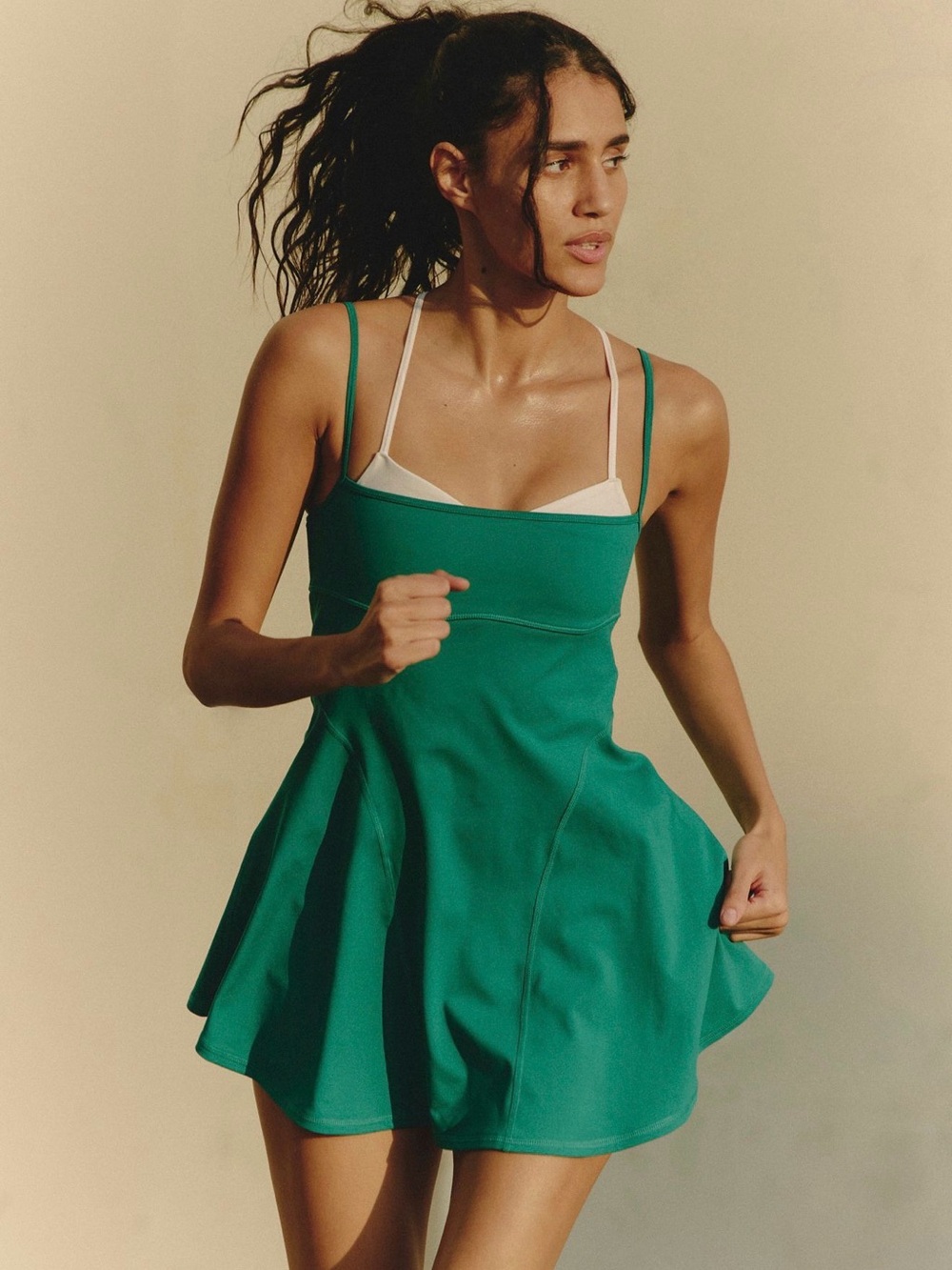 lululemon athletica Teal-Green Spaghetti-Strap Skater Dress
